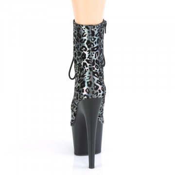 Pleaser ADORE-1020LP Pewter Leopard Print Holo/Blk Matte