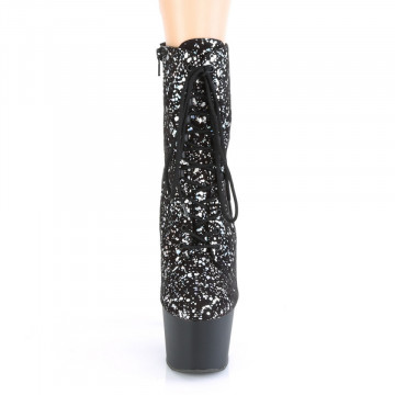 Pleaser ADORE-1020SPLAT Blk Velvet-Slv Holo/Blk Matte