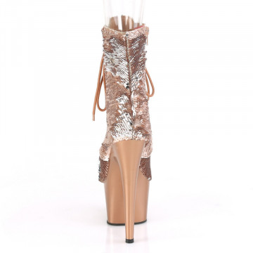 Pleaser ADORE-1020SQ Rose Gold-Slv Flip Sequins/R. Gold Matte
