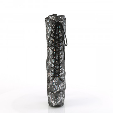 Pleaser ADORE-1040SPF Silver Metallic Holo Snake Print Fabric/