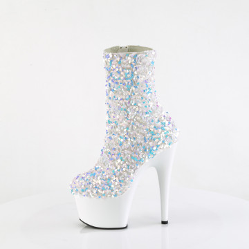 Pleaser ADORE-1042SQ Wht Multi Sequins/Wht