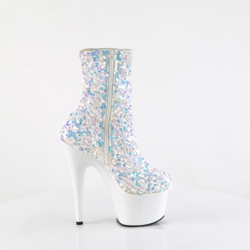 Pleaser ADORE-1042SQ Wht Multi Sequins/Wht
