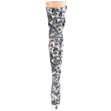 Pleaser ADORE-3000DP Wht-Blk Str. Fabric/Wht-Blk Fabric