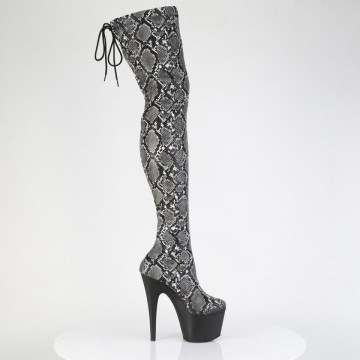 Pleaser ADORE-3008SP-BT Grey-Blk Snake Print/Blk Matte