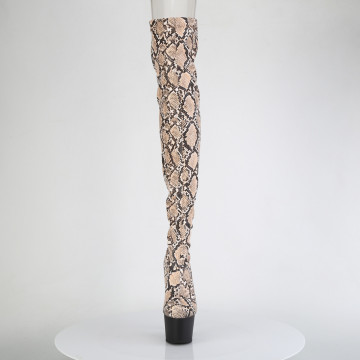 Pleaser ADORE-3008SP-BT Tan-Brown Snake Print/Blk Matte