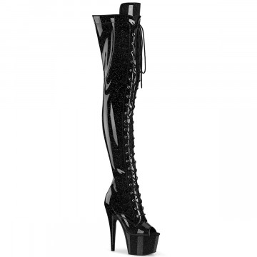 Pleaser ADORE-3021GP Blk Glitter Pat/M