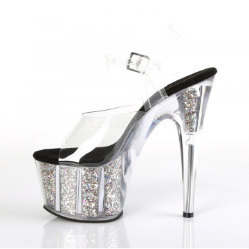 Pleaser ADORE-708CG Clr/Slv Confetti Glitter