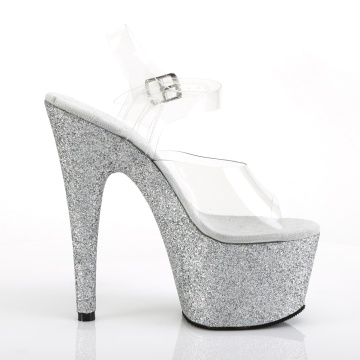 Pleaser ADORE-708HMG Clr/Slv Multi Glitter