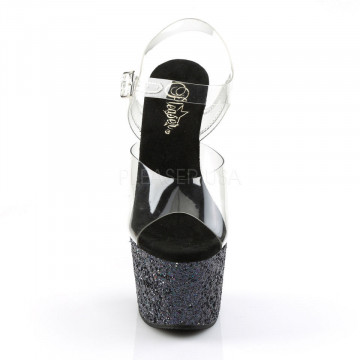 Pleaser ADORE-708LG Clr/Blk Multi Glitter