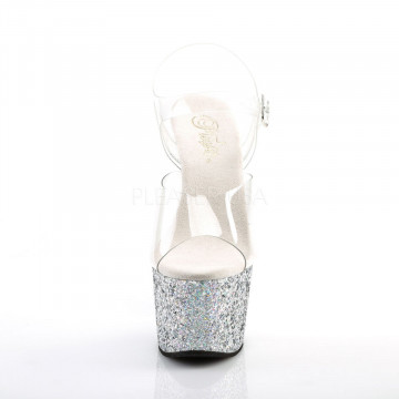 Pleaser ADORE-708LG Clr/Slv Multi Glitter