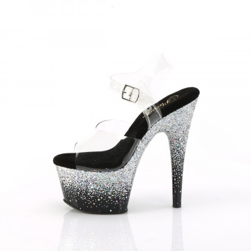 Pleaser ADORE-708SS Clr/Blk-Slv Multi Glitter