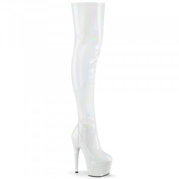 Pleaser BEJEWELED-3000-7 Wht Str Holo Pat/Wht RS