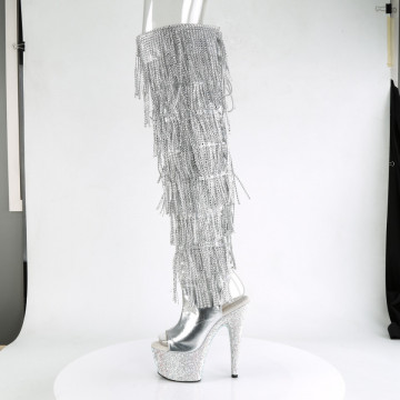 Pleaser BEJEWELED-3019RSF-7 Slv Metallic Pu-Slv/Slv Multi RS
