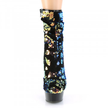 Pleaser DELIGHT-1004 Blue Iridescent Sequins/Blk