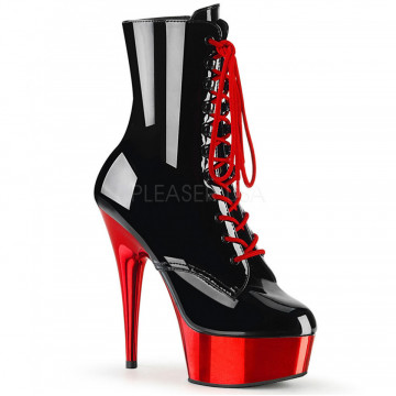 Pleaser DELIGHT-1020 Blk Pat/Red Chrome
