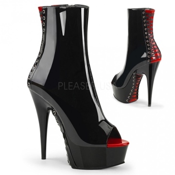 Pleaser DELIGHT-1025 Blk-Red Pat/Blk esposizione saldo 8us 38eu