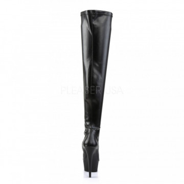 Pleaser DELIGHT-3000 Blk Str Faux Leather/Blk Matte