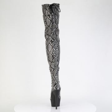 Pleaser DELIGHT-3008SP-BT Grey-Blk Snake Print/Blk Matte