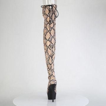 Pleaser DELIGHT-3008SP-BT Tan-Brown Snake Print/Blk Matte