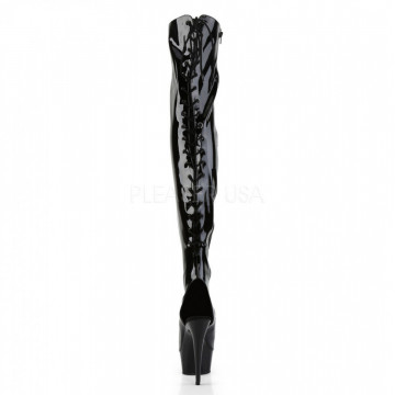 Pleaser DELIGHT-3017 Blk Str Pat/Blk