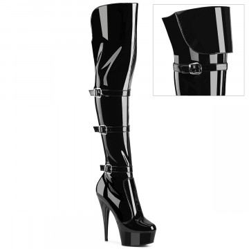 Pleaser DELIGHT-3018 Blk Str. Pat/Blk