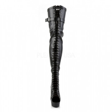 Pleaser DELIGHT-3025 Blk Str Faux Leather/Blk Matte