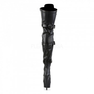 Pleaser DELIGHT-3028 Blk Str Faux Leather/Blk Matte