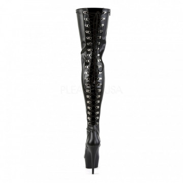 Pleaser DELIGHT-3063 Blk Str Faux Leather/Blk