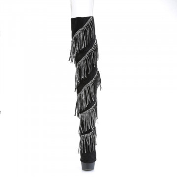Pleaser DELIGHT-3065 Blk Faux Suede-Slv/Blk Matte