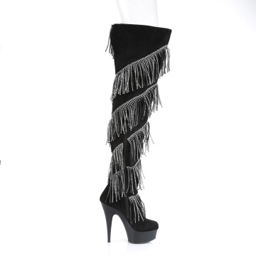 Pleaser DELIGHT-3065 Blk Faux Suede-Slv/Blk Matte