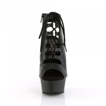 Pleaser DELIGHT-600-20 Blk Faux Leather/Blk Matte