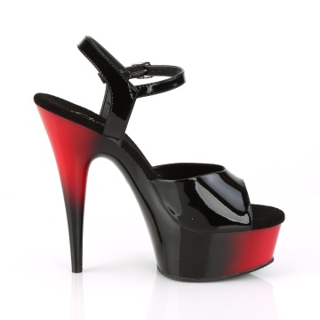 Pleaser DELIGHT-609BR Blk Pat/Red-Blk