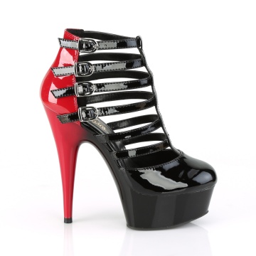 Pleaser DELIGHT-695 Blk-Red Pat/Blk