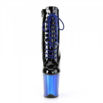 Pleaser FLAMINGO-1020 Blk Pat/Royal Blue Chrome