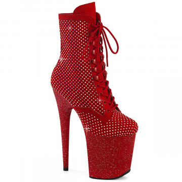 Pleaser FLAMINGO-1020RM Red Faux Suede-RS Mesh/Red Matte