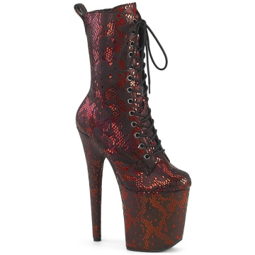 Pleaser FLAMINGO-1040SPF Red Metallic Snake Print Fabric/M