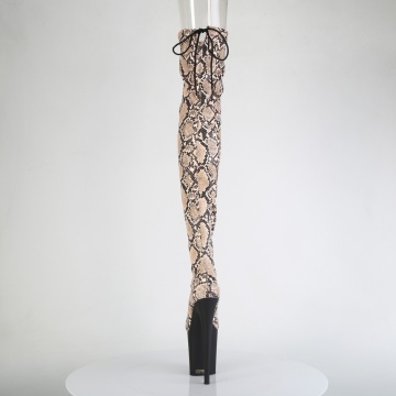 Pleaser FLAMINGO-3008SP-BT Tan-Brown Snake Print/Blk Matte