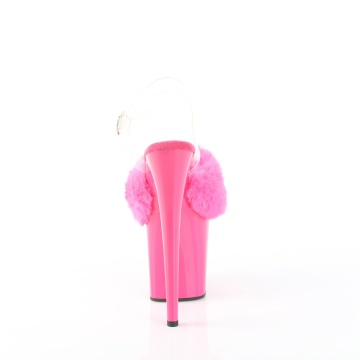 Pleaser FLAMINGO-808FUR Fuchsia Faux Fur-Clr TPU/Fuchsia