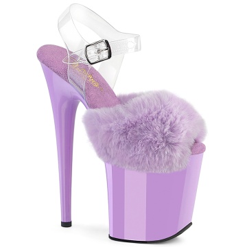 Pleaser FLAMINGO-808FUR Lavender Faux Fur-Clr TPU/Lavender