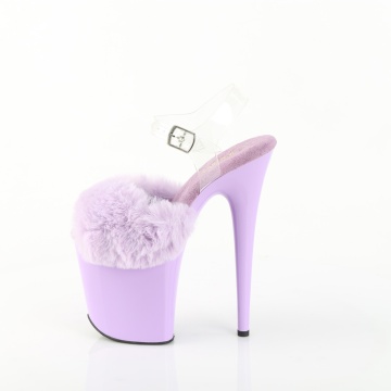 Pleaser FLAMINGO-808FUR Lavender Faux Fur-Clr TPU/Lavender