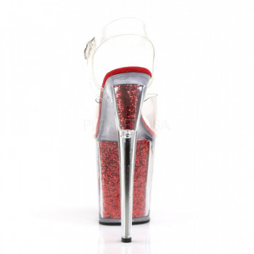 Pleaser FLAMINGO-808G Clr/Red Glitter