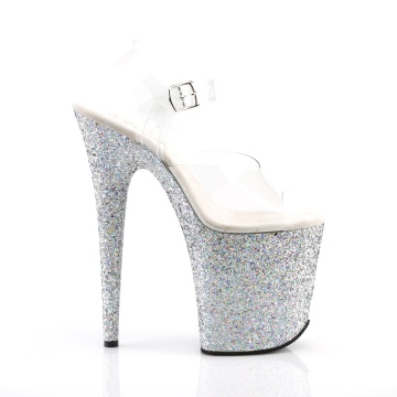 Pleaser FLAMINGO-808LG Clr/Slv Multi Glitter