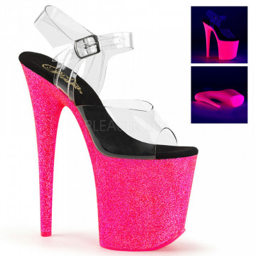 Pleaser FLAMINGO-808UVG Clr/Neon H. Pink Glitter
