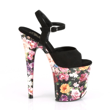 Pleaser FLAMINGO-809WR Blk Faux Suede/Flower Print Wrapped - Img 5