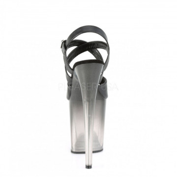 Pleaser FLAMINGO-822T Blk Faux Leather/Faded Blk