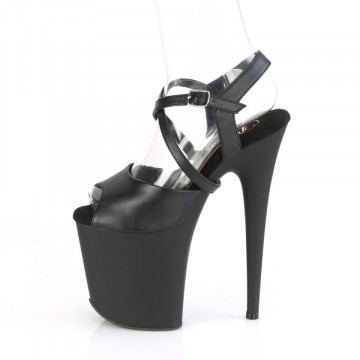 Pleaser FLAMINGO-824 Blk Faux Leather/Blk Matte