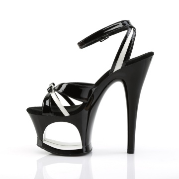 Pleaser MOON-728 Blk-Wht Pat/Blk