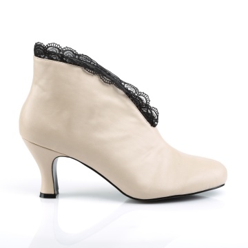 Pleaser Pink Label JENNA-105 Cream Faux Leather-Blk Lace