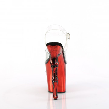 Pleaser RAPTURE-808-LT Clr/Satin Red Chrome