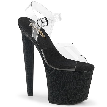 Pleaser RAZZLE-808WR Clr/Blk Reptile Print